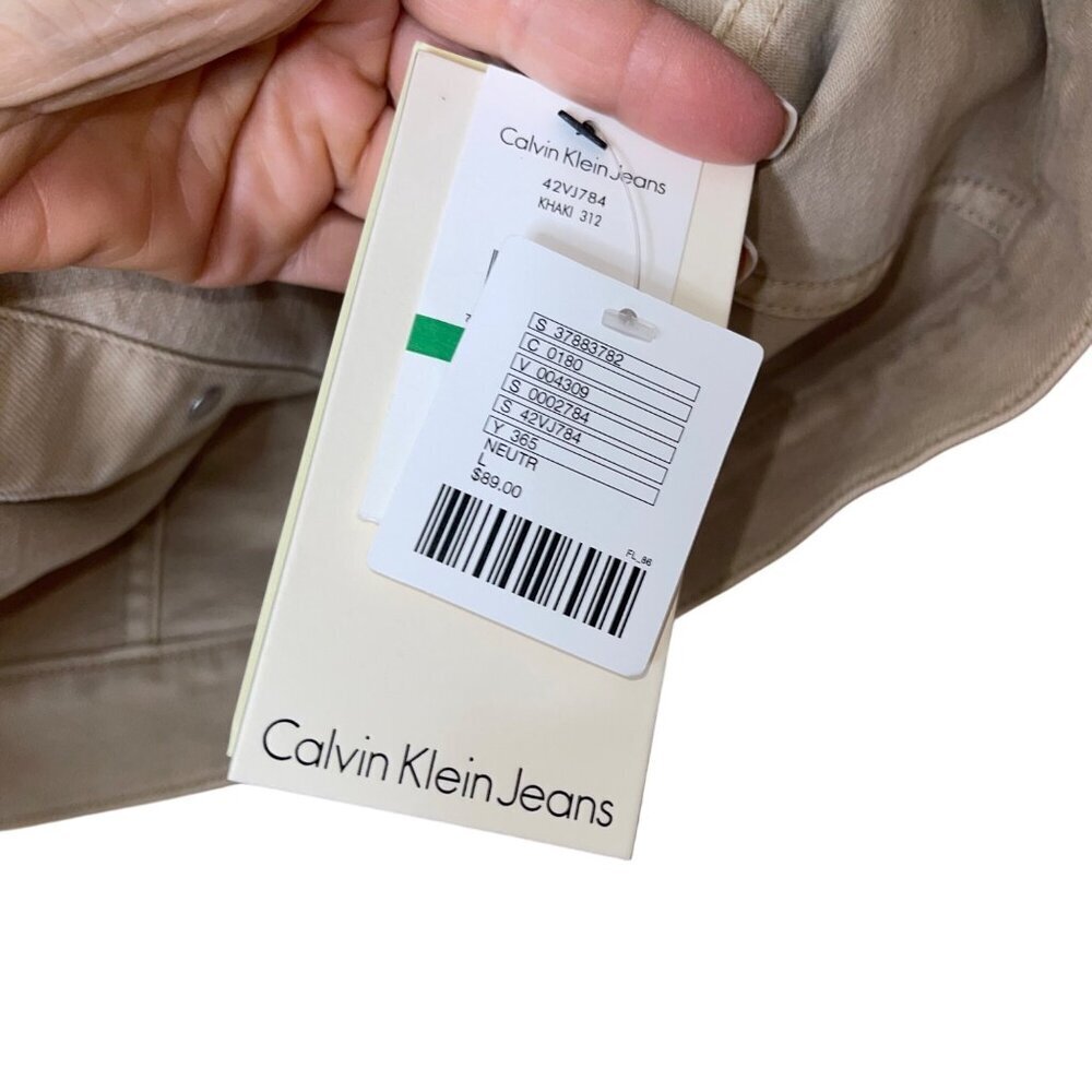 Calvin Klein Womens Overalls Vest Set Beige Size Large Cuffed Shorts Bib Y2K - Picture 11 of 15